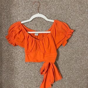 Cropped Tie Blouse with Bow